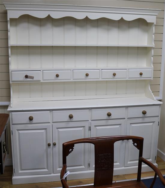 A painted pine dresser, W.184cm